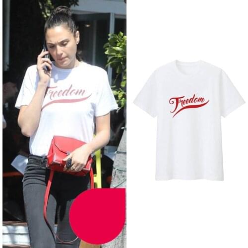 Freedom red letter Print Women Tshirts Cotton Casual Funny t Shirt For Lady Top Tee Hipster Drop Ship NA-630