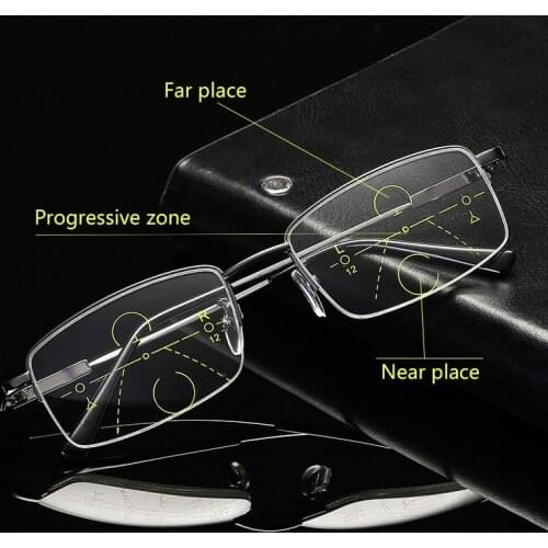 Titanium Rimless Progressive Multifocal Reading Glasses Anti blue light Transition Men Woman myopia Hyperopia Presbyopia 1003-1