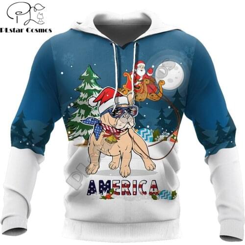 PitBull & Santa chritmas 3D Printed Autumn Men Hoodies Unisex Casual Pullover Zip Hoodie Streetwear sudadera hombre DW0598