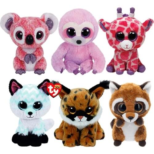 Ty Beanie Boos Big Eyes Octopus Plush Ladybug Fox Pony Owl Wolf Raccoon Ghost Cat Toy Stuffed Doll Birthday Gift for Kids 15 cm