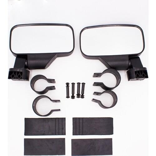 Universal Black Rectangle Clamp-on Rear View Mirrors Handle Bar End Adjustable Side Mirror For UTV ATV