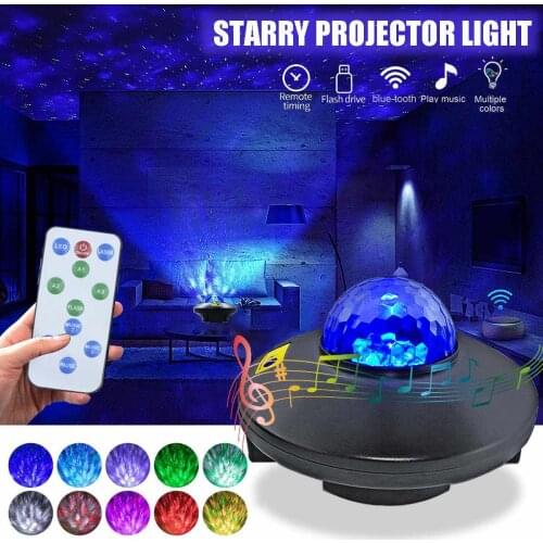 USB LED Star Galaxy Projector Night Light Music Starry Sky Ocean Water Wave bluetooth LED Projector Light Room Decor