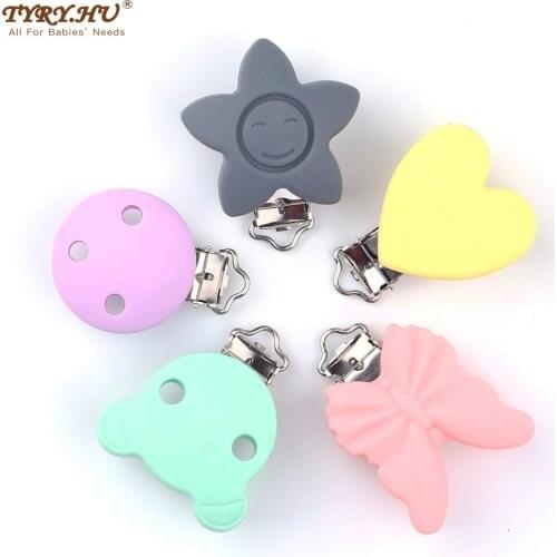 TYRY.HU 1pc Carton Shaped Pacifier Clips Silicone Bead Teether teething Accessories Pacifier Holder Nipple Clasps Toy DIY Tool