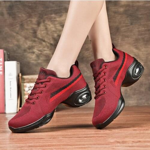 Women Jazz Dance Shoes Woman Girls Soft Outsole Breath Mesh Sports Feature Dance Sneakers Ladies Fitness Practice Dancing Shoes
