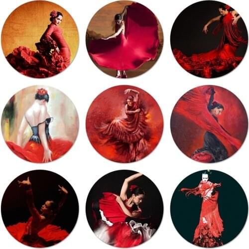 58mm Flamenco Dance Is The National Dance Icons Pins Badge Decoration Brooches Metal Badges For Backpack Decoration