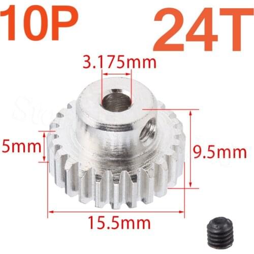 10PCS 0.6 Modulus Steel Motor Pinion Gear 24T Metal For RC Model Car TRAXXAS HPI HSP Himoto 1/10 1/8