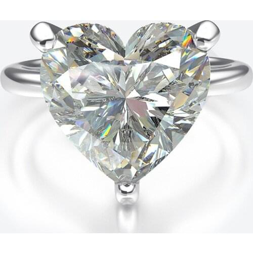 100% 925 Sterling Silver 10*10MM 9CT Simulate Moissanite Ruby Gemstone Heart Rings for Women Wedding Fine Jewelry Ring Gifts