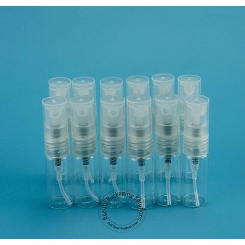 100Pcs/Lot Wholesale 2ml Empty Glass Perfume Spray Bottle 1/15OZ Small Cosmetic Containter Vial Refillable Atomizer Packgaing