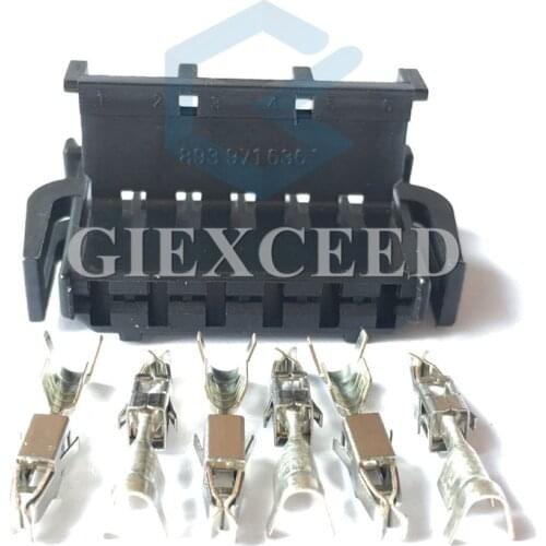 2 Sets Automotive 6 Ways 6 Pin Female Harness Connector Wire Socket With Terminals