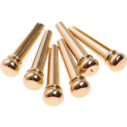 6Pcs Brass Acoustic Guitar Bridge Pin With Electric Gold Plating for Acoustic Guitar Parts