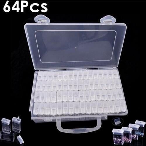 64Slots Diamond painting Box Diamond Painting Accessory Case Clear plastic Beads Display Storage Boxes Cross Stitch Tools a94