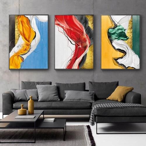 Abstract Colorful Ink Canvas Painting Fashion Wall Art Nordic Posters and Prints Pictures for Living Room Modern Home Decoration