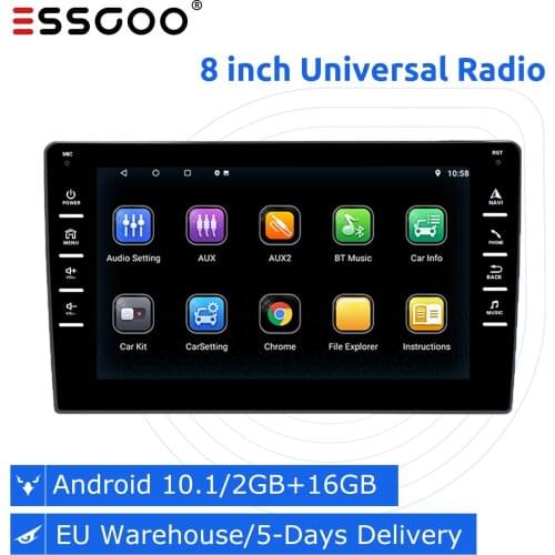 ESSGOO 8 inch Car Radio 2 din Android 10.1 Autoradio Stereo 2.5D Screen GPS Navigation Multimedia Player For Volkswagen Toyota