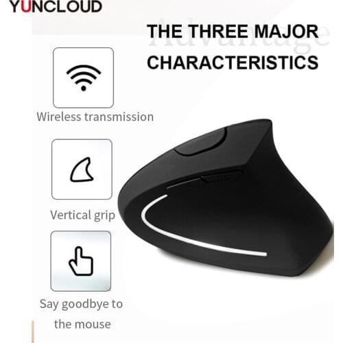 Wireless Mouse Vertical Gaming Mouse 2.4G USB Adapter Upright Using Computer Mice Ergonomic 1600DPI for PC Laptop Office Home