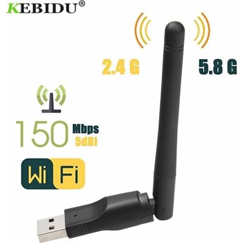 KEBIEU WIFI USB 2.0 Adapter MT-7601 USB 150Mbps Wireless Network Card 2.4GHz Adapter with Antenna Chipset Ralink MT-7601 for PC
