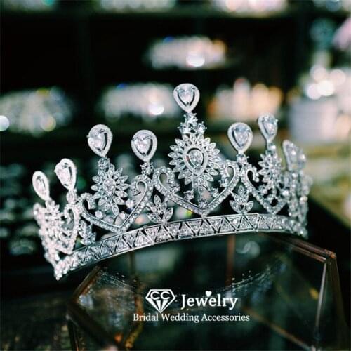 CC Hair Crown Women Accessories Wedding Hairwear Engagement Headdress Bridal Headpiece Water Drop Shape Tiaras and Crowns HS21