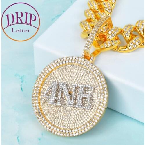 Spinning Pendant Custom Name Medal Mens Rapper Style Necklaces Chain Any Font Letter/Number/Symbol/Color