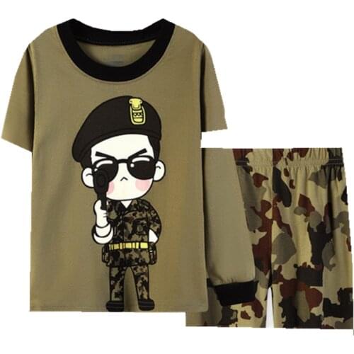 New Summer Children Pajamas Short Sleeve T Shirt+Shorts Sets Kid Pyjamas Boy Girl Pijamas Cartoon Nightwear Baby Sleepwear Suit