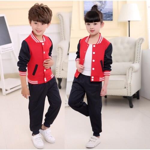 Kids Baseball Clothing Set Spring Fall Kindergarten Uniform Children Primary School Uniform Boys & Girls Cotton Sports Suit B141