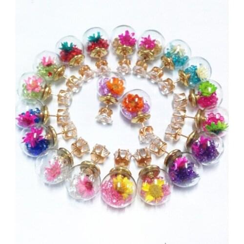 Design Fashion Brand Jewelry Glass Flowers Crystal Stud Earring Double Side Pearl Summer Style Daisy Earrings For Women