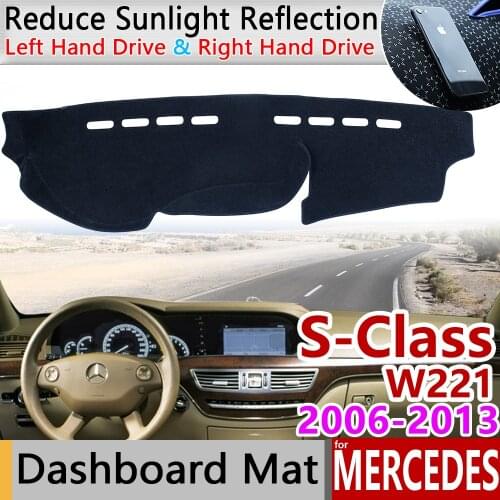 For Mercedes Benz S-Class W221 Anti-Slip Mat Dashboard Pad Sunshade Dashmat Carpet Accessories S-Klasse S300 S320 S400 S500 S600
