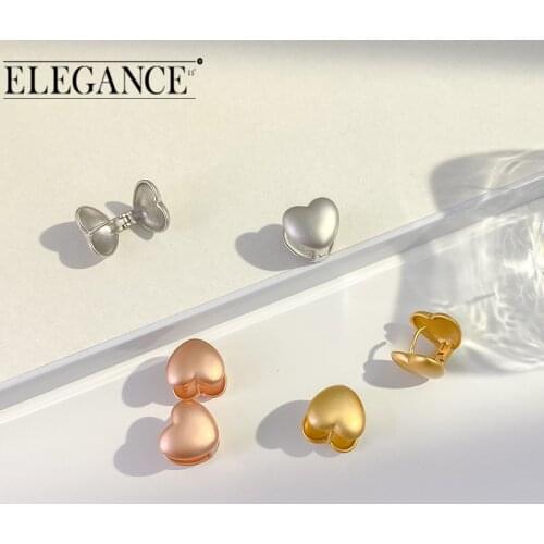 Elegance 2021 Korea Fashion Simple Golden Metal Heart Shaped Stud Earrings Girl Wedding Party Earrings For Women Accessories