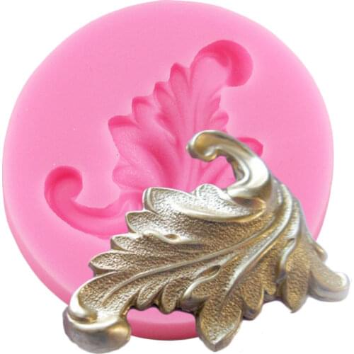 Leaf Chocolate Fondant Leaves Mold Scroll Relief Border Silicone Molds Cake Decorating Tools Resin Polymer Clay Candy Mould