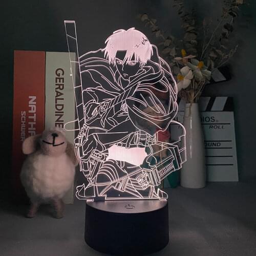 Hot Anime Attack on Titan Levi Ackerman Acrylic 3d Table Night Light for Home Room Decor Cool Manga Captain Levi Nightlight Gift