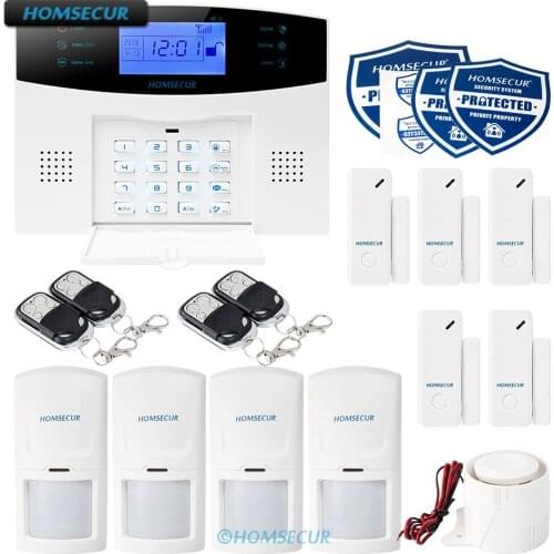 HOMSECUR Wireless 2G SMS Autodial Home Security Alarm System+4*PIR+Door Sensor