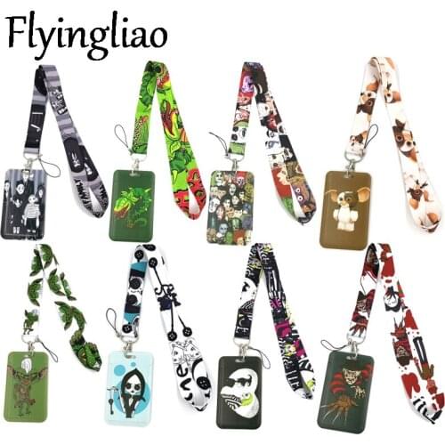 Horror Movie Characters Key lanyard Car KeyChain ID Card Pass Gym Mobile Phone Badge Kids Key Ring Holder Jewelry Decorations