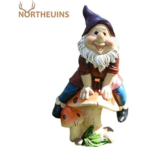 NORTHEUINS Dwarf Mushroom Statues Creative Christmas Desktop Decor Decoration Figurines for Interior Home Modern Figures Gifts
