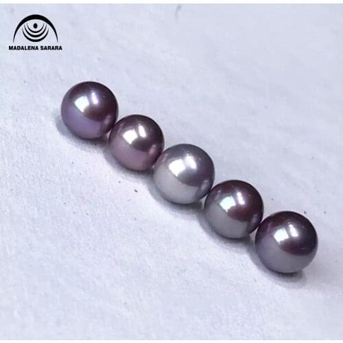 MADALENA SARARA AAA Freshwater Pearl Natural Purple Pearl Exquisite Glossy Loose Pearl Dark Purple 7-13mm