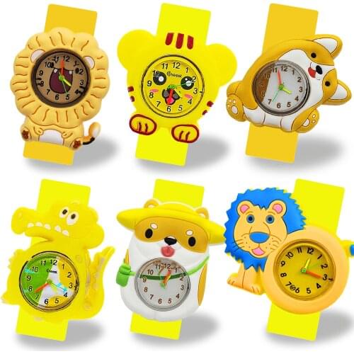 Fashion Kids Watches Cute Tiger/Lion Children Watch Cartoon Dog Digital Wristwatch Boys Girls Slap Watches Baby Xmas Party Gift