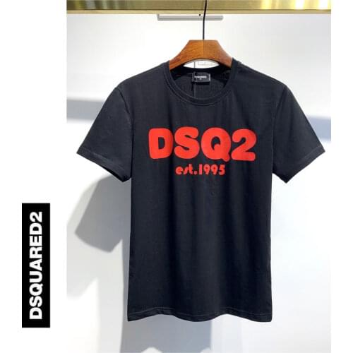 2021 New cotton summer style dsquared2 brand men black T-shirt casual O-Neck short sleeve tees white letter T-shirt for men