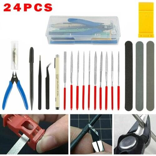24pcs Car Model Building Repair Sets DIY Craft Basic Tools Kit For Gundam Modeler For Sewing Lettering Home School Scrapbooking