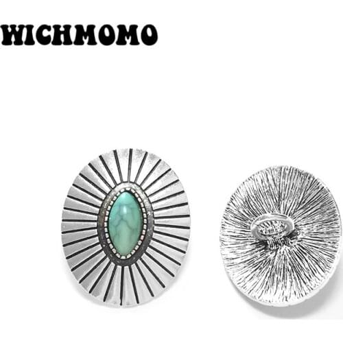 New 3pieces 34*27MM Retro Zinc Alloy Oval Clothes Decorative Buttons Charms Pendants for DIY Hair Jewelry Accessories