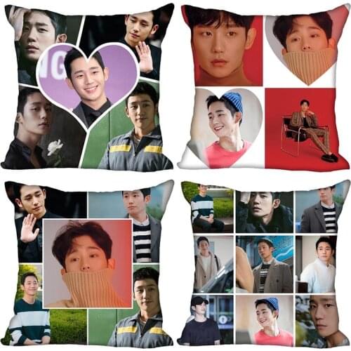 New Arrival Jung Hae in Kpop Pillowcase Bedroom Home Decorative Gift Pillow Cover Square Zipper Pillow Cases Satin Fabric Soft