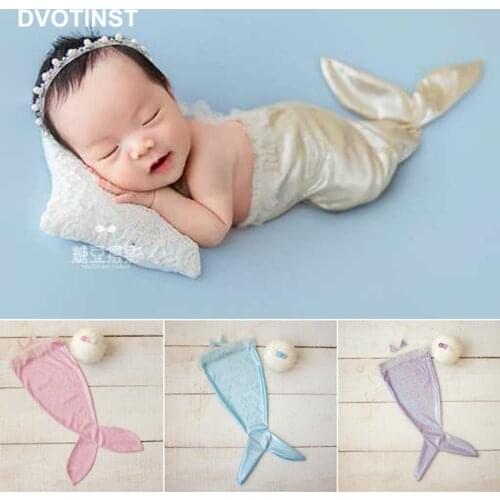 Newborn Baby Photography Props Fotografia Accessories Crochet Knitted Purple Mermaid Set 0-3 Infant Toddler Studio Shoot Photo