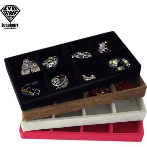 Ring Earrings Bracelet Cufflinks Jewelry Organizer Tray Drawer Insert Display Stand Holder Rack Storage Showcase Velvet Box