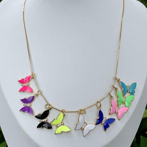 Ins Cute Sweet Acrylic Butterfly Necklace Colorful butterfly pendant necklace for women girls fashion party jewelry gifts
