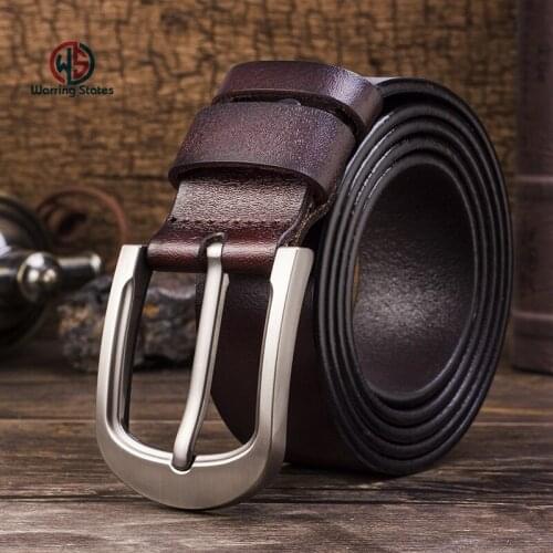 Genuine Leather Belts Mens Pin Buckle Belt High Quality Fashion Vintage Male Strap for Jaens Length of 110cm-125cm