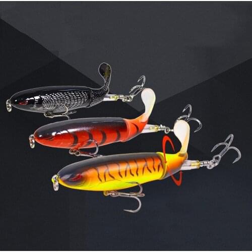 3pcs/lot Whopper Plopper 100mm 13g/15g/35g Floating Popper Fishing Lure Artificial Bait Wobbler Rotating Tail Fishing Tackle
