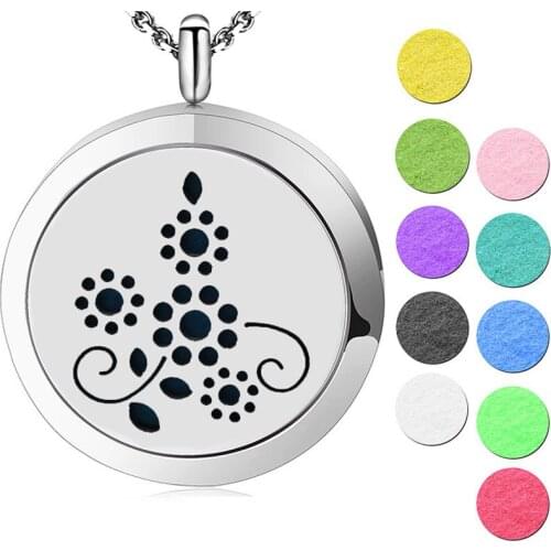 AMYA Silver Jewelry Sun flower Aromatherapy Essential Oils Stainless Steel pendant Perfume Diffuser Locket Necklace