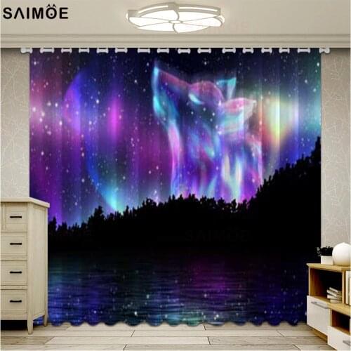 Wolf Curtains Galaxy Star Universe Curtain Living Room Bedroom Starry Sky Kitchen Modern Curtains Decoration Ultra Micro Shading