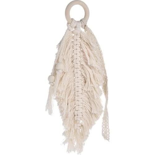 Nordic Bohemia Macrame Feathers Fringed Wall Tapestry Mini Macrame Wall Hanging Boho Decor Handwoven Wedding Car Home Decoration