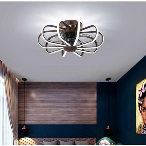 Nordic Loft Remote Control Smart Led Ceiling Fan Lamp Creative Bedroom Kitchen Living Room Restaurant Bar Fan Light Fixtures