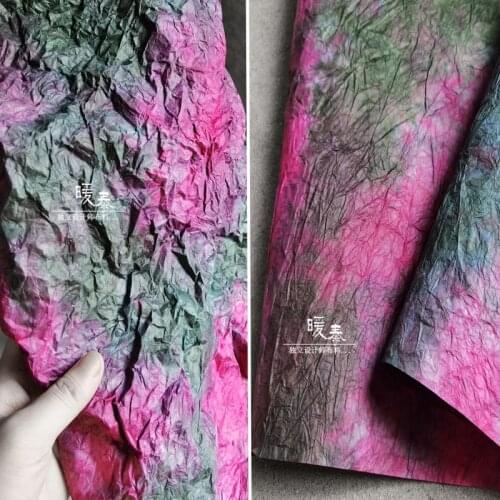 Unique Pleated Paper Fabric Black Violet Gradient DIY Decor Modeling Design Graduation Project Art Fashion Designer Fabric