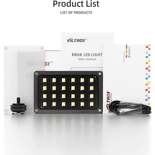 Viltrox RB08 Bi-color 2500K-8500K Mini Video LED Light Portable Fill Light Built-in Battery for Phone Camera Shooting Studio