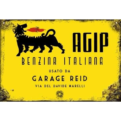 Vintage Retro Personalised AGIP Oil Petrol Medium Size Metal Tin Sign Italian