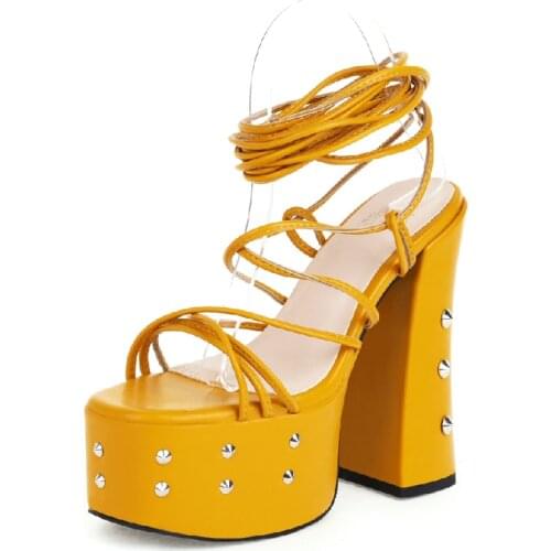 2021 New Summer Sex Ladies Party Sandals Super High 15cm Platform 5.5cm Color Orange White Black Womens Shoes Plus Bige Size 46